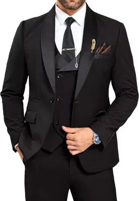 3 Piece Mens Tuxedo Suit Set Slim Fit Men Wedding Prom Party Suits Blazer Pants Shawl Collar Dinner Double Breasted Suit Set