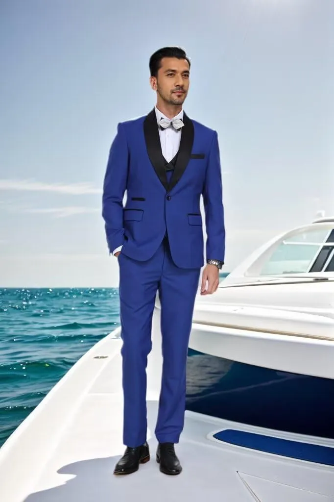 3 Piece Mens Tuxedo Suit Set Slim Fit Men Wedding Prom Party Suits Blazer Pants Shawl Collar Dinner Double Breasted Suit Set