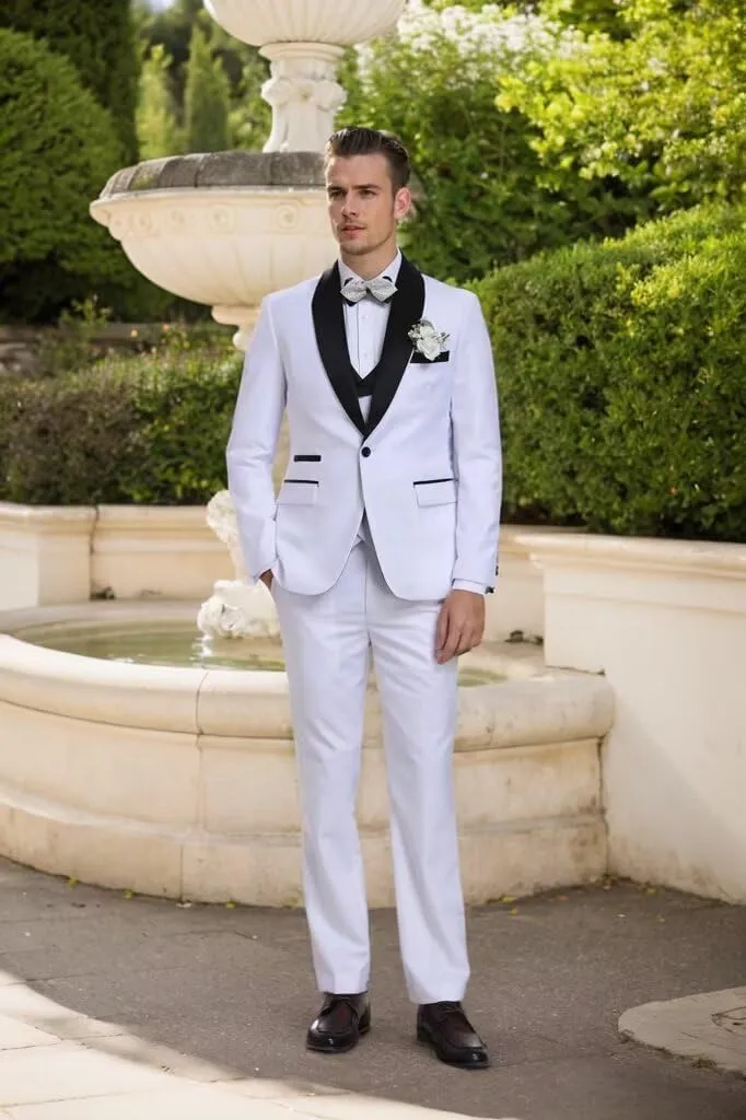 3 Piece Mens Tuxedo Suit Set Slim Fit Men Wedding Prom Party Suits Blazer Pants Shawl Collar Dinner Double Breasted Suit Set