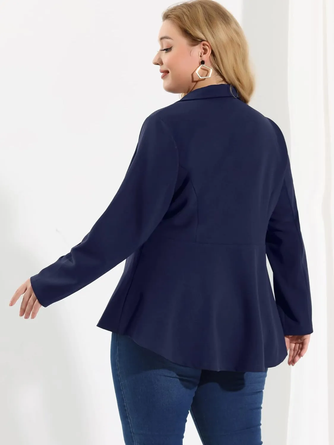 Agnes Orinda Women's Plus Size Blazer Notch Panel Work Business Casual Outfits Dressy Suit Jacket Peplum Blazers