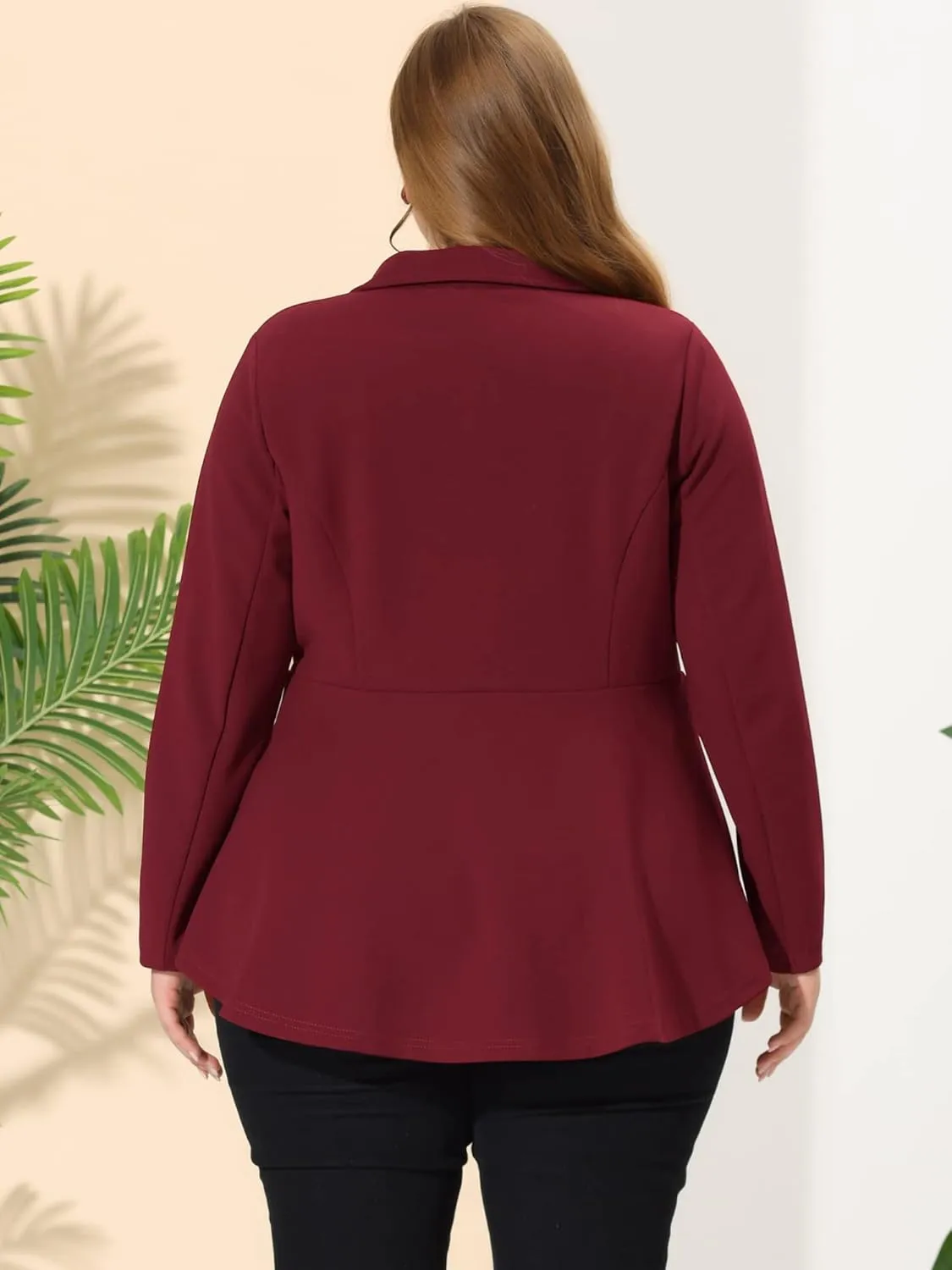 Agnes Orinda Women's Plus Size Blazer Notch Panel Work Business Casual Outfits Dressy Suit Jacket Peplum Blazers