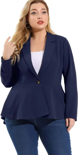 Agnes Orinda Women's Plus Size Blazer Notch Panel Work Business Casual Outfits Dressy Suit Jacket Peplum Blazers