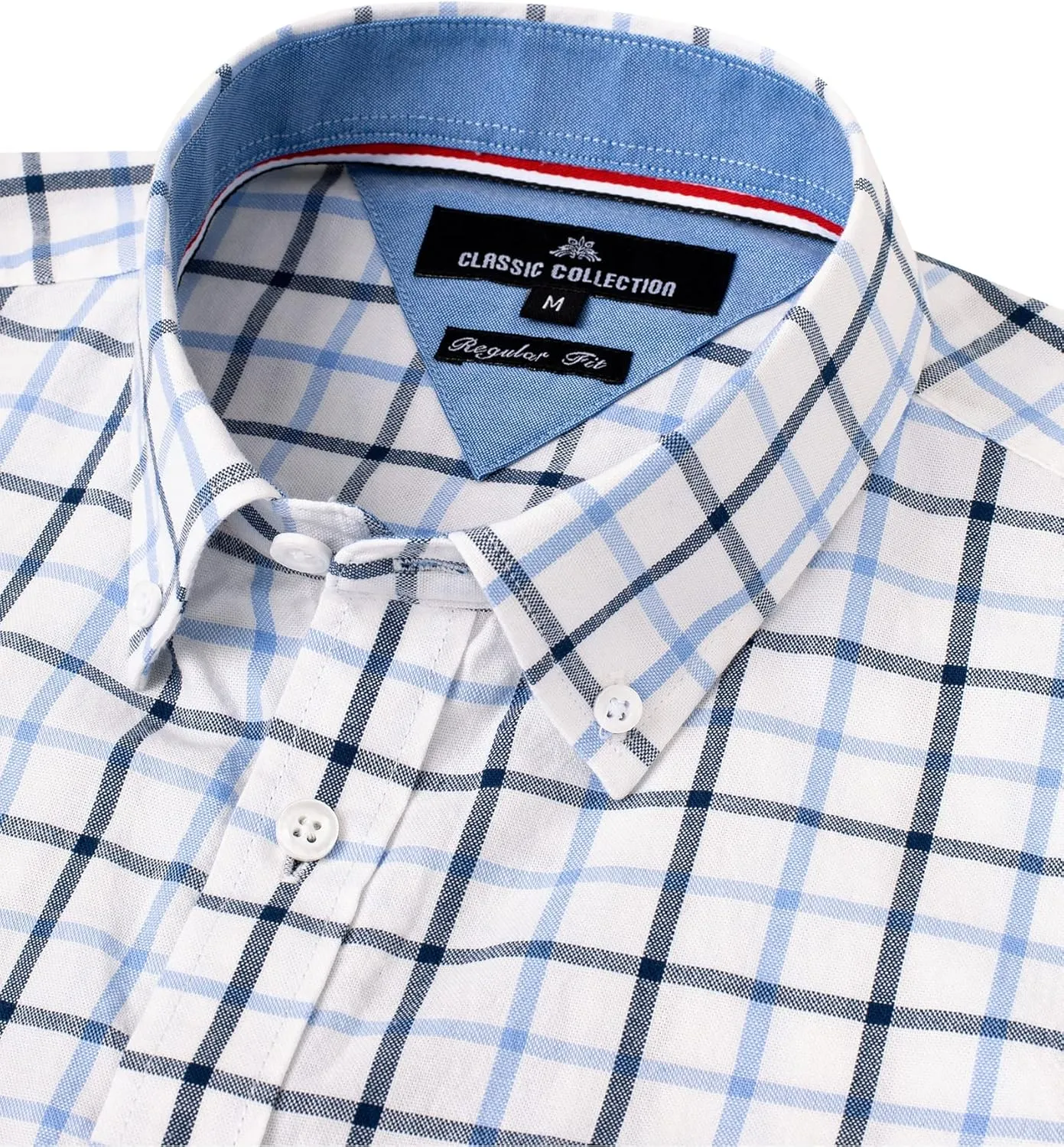 Alimens & Gentle Men's Plaid Button Down Shirts Cotton Long Sleeve Dress Shirts Regular Fit Gingham Shirts