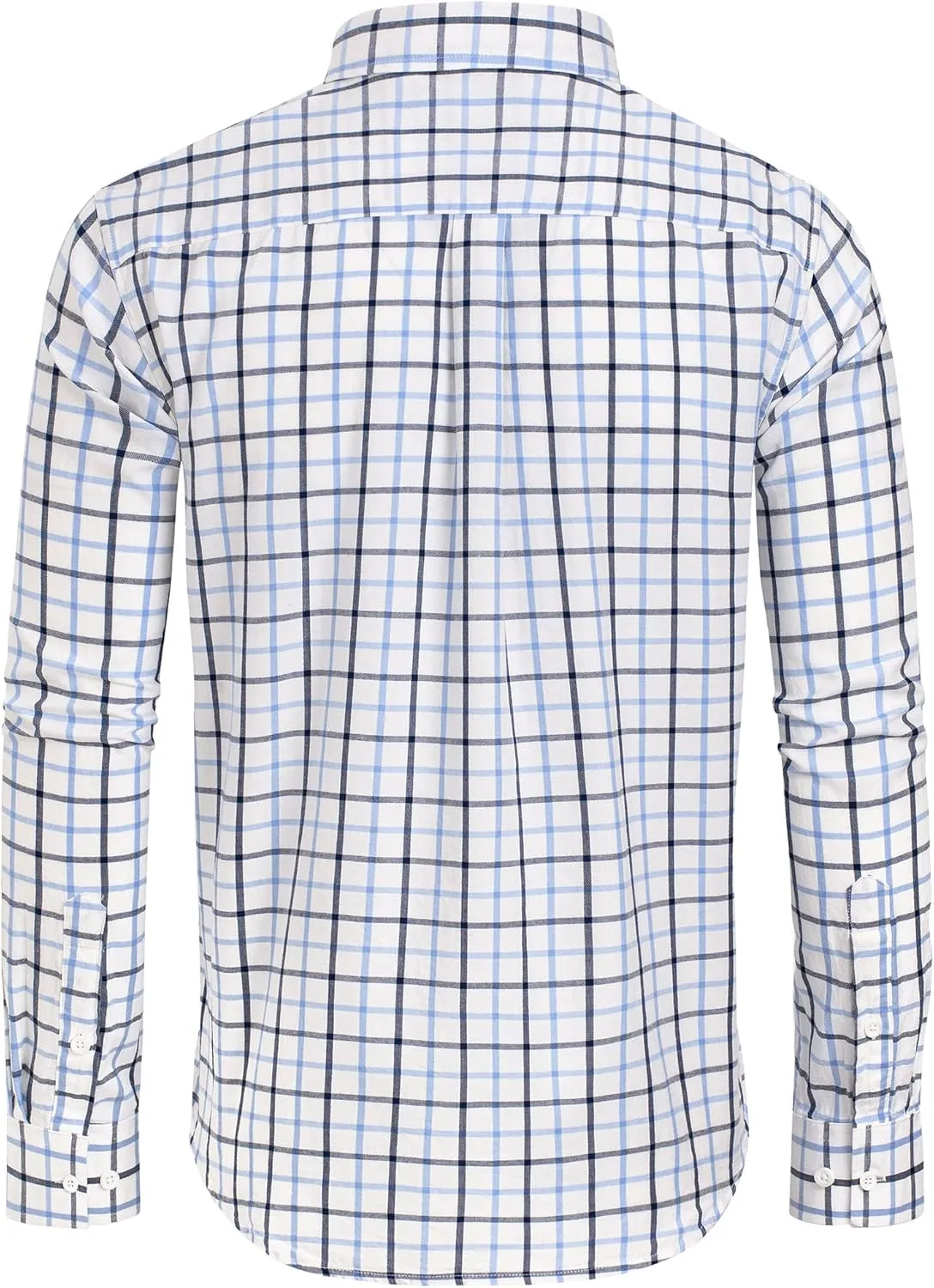 Alimens & Gentle Men's Plaid Button Down Shirts Cotton Long Sleeve Dress Shirts Regular Fit Gingham Shirts