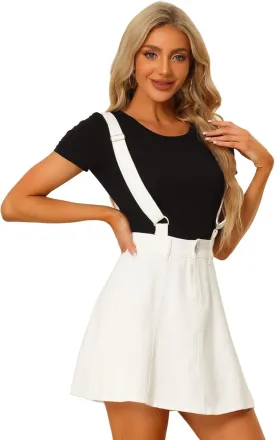 Allegra K Women's Denim Skirt Overall Adjustable Strap Braces Mini Suspender Washed Jean Skirts