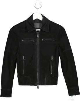 AllSaints Black Hopkins Leather Bomber Jacket UK 4