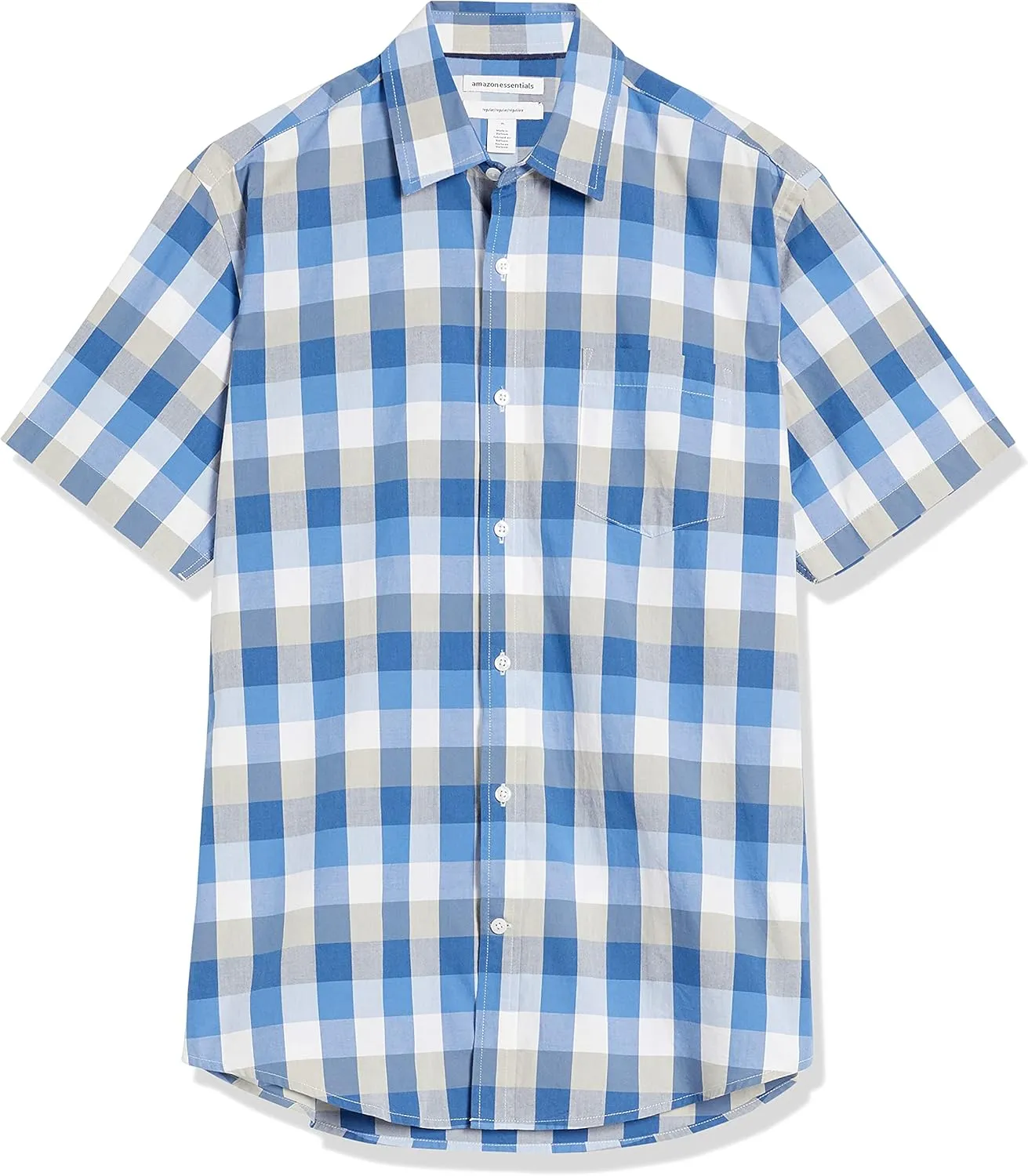 Amazon Essentials Men's Regular-Fit Short-Sleeve Poplin Shirt