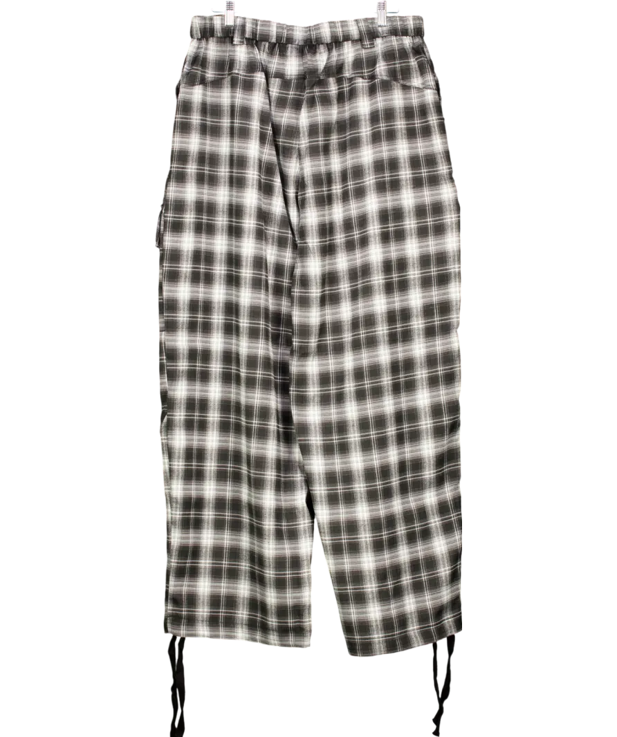ASOS Black Baggy Trousers In Grey Shadow Check UK XL