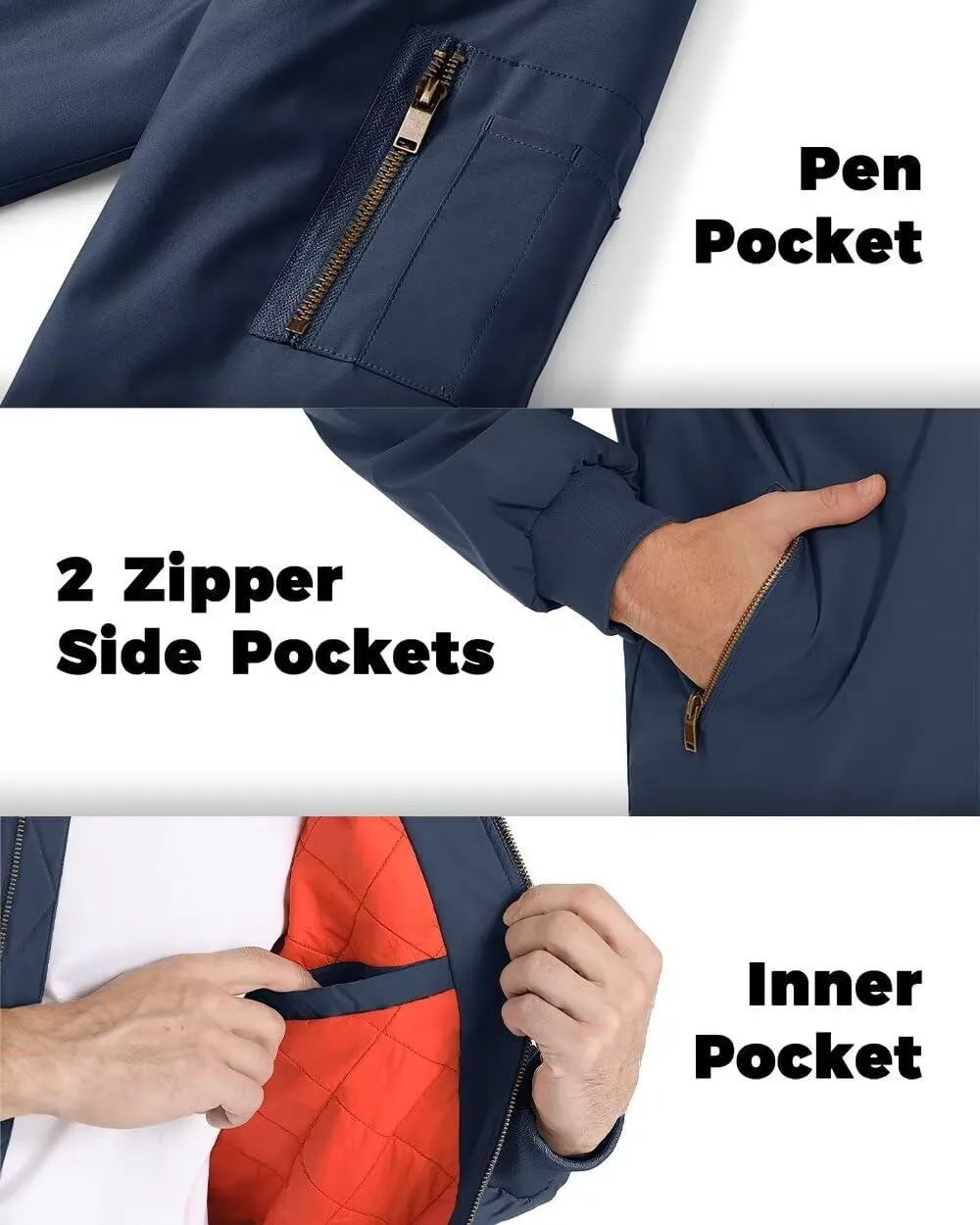 Boladeci Men's Bomber Jackets Winter Zip Up Midweight Thick Warm Lining Windproof Casual Style Windbreaker Coats