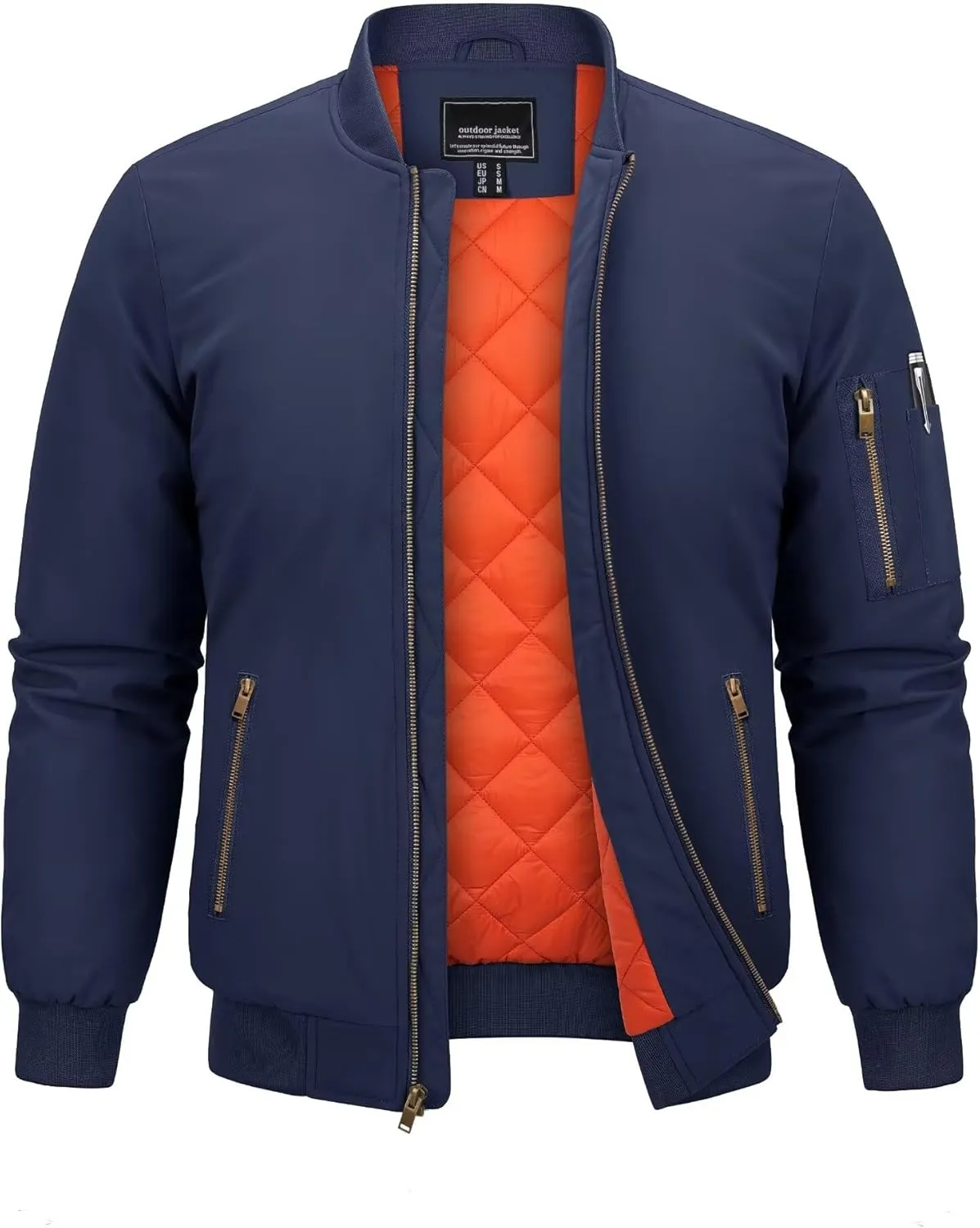Boladeci Men's Bomber Jackets Winter Zip Up Midweight Thick Warm Lining Windproof Casual Style Windbreaker Coats