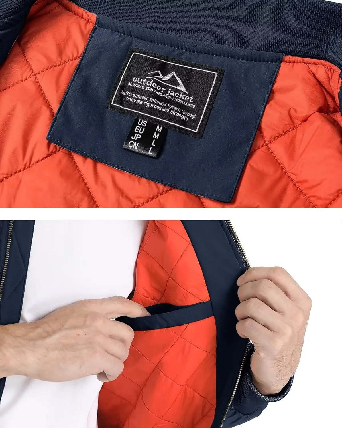 Boladeci Men's Bomber Jackets Winter Zip Up Midweight Thick Warm Lining Windproof Casual Style Windbreaker Coats