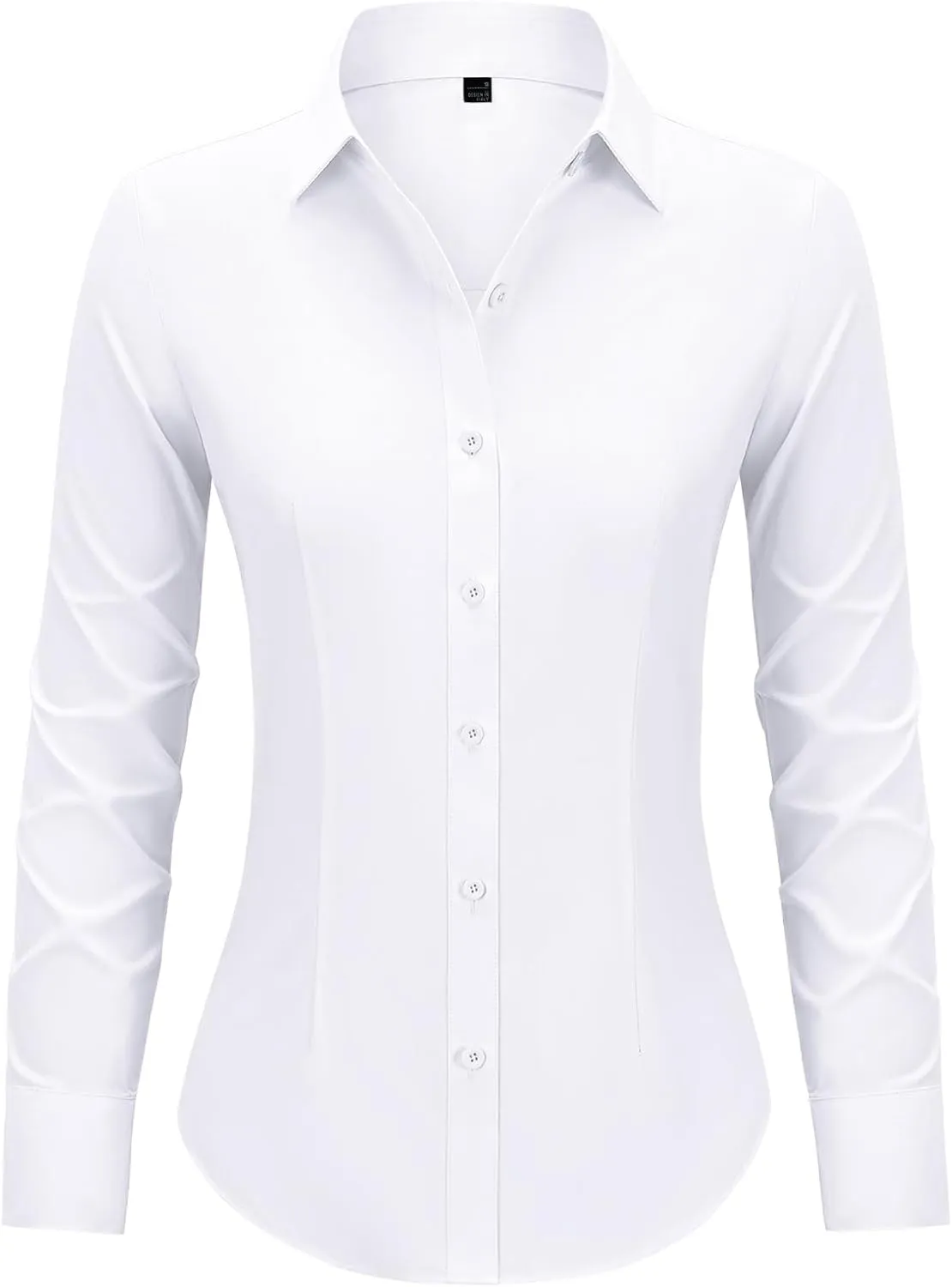 Button Down Shirts for Women Long Sleeve Dress Shirts Slim Fit Wrinkle Free Collared Blouse Work Office Blouse Tops