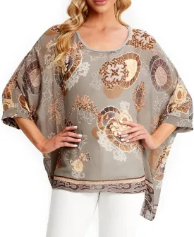 Ckikiou Womens Batwing Loose Chiffon Summer Blouse Tunic Floral Printed Boho Beach Cover ups