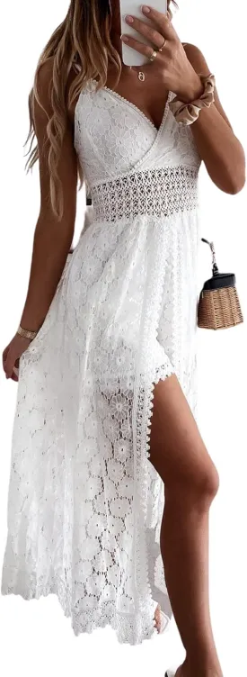 CUPSHE Women's Ruching Smocking Jumpsuit Summer Slip V Neck Backless Maxi High Low