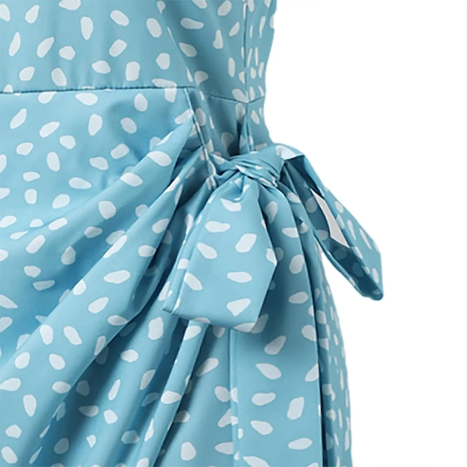 Dot Print midi Dress Summer Halter Sleeveless a line Sundress Casual Tie Waist Dress Zipper Back Vacation Beach Dresses