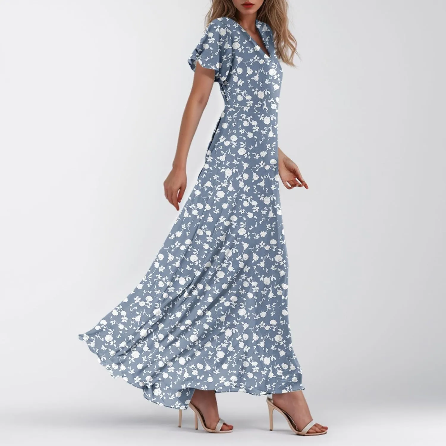 Easter Dress for Women Swing Flowy Ruffle Hem Swing Womens Dresses Chiffon Dress Summer Dresses