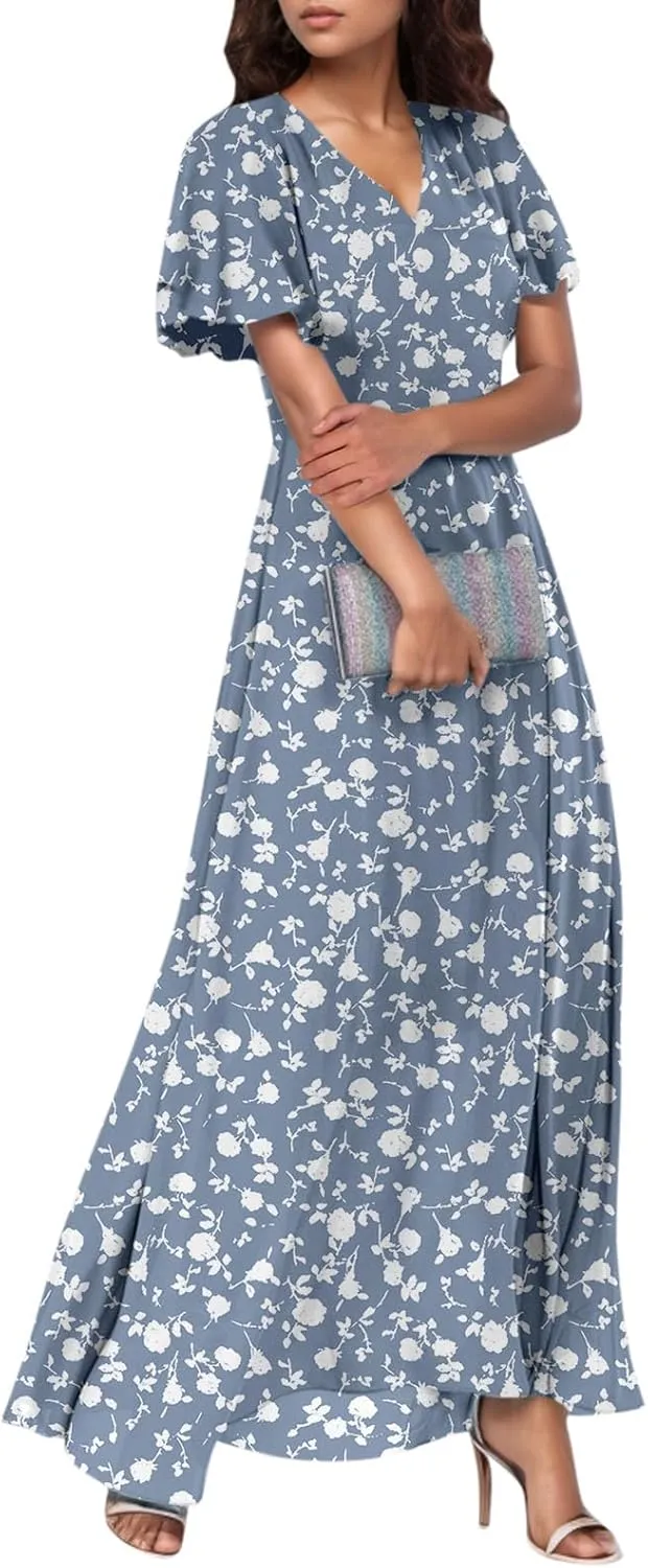 Easter Dress for Women Swing Flowy Ruffle Hem Swing Womens Dresses Chiffon Dress Summer Dresses