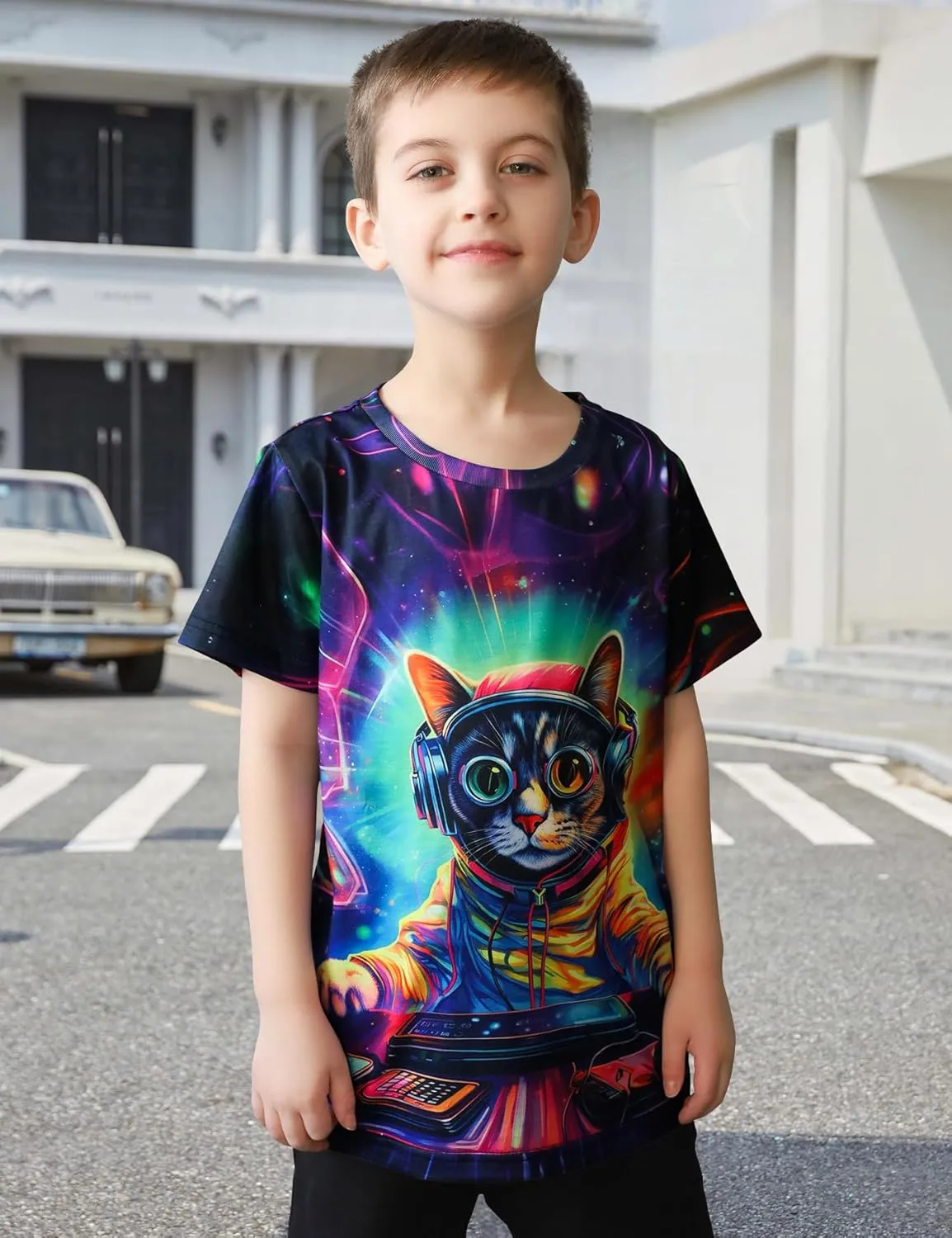 Enlifety Boys Girls T-Shirts 3D Graphic Shirts Kids Cool Short Sleeve Tees Size 4-14T