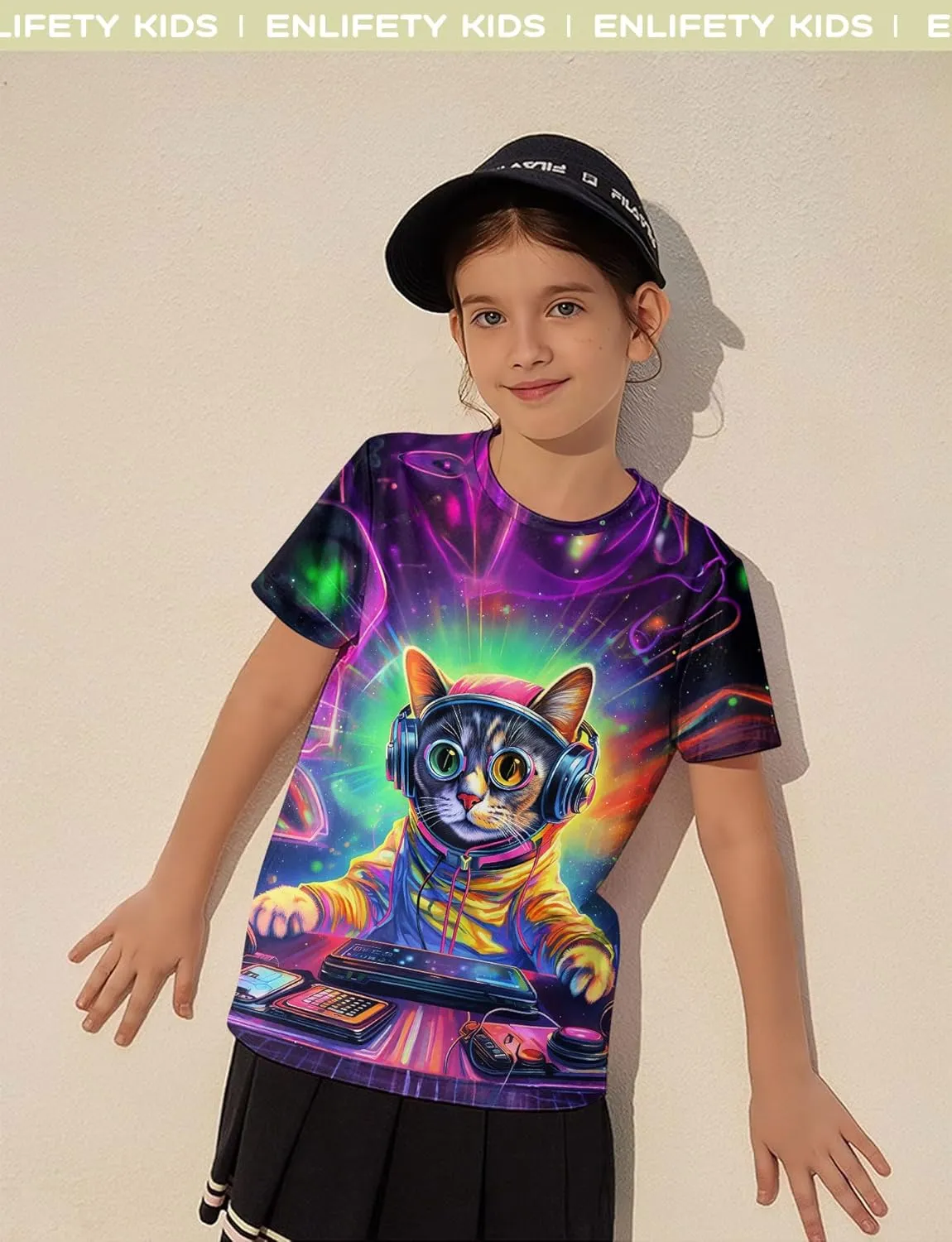 Enlifety Boys Girls T-Shirts 3D Graphic Shirts Kids Cool Short Sleeve Tees Size 4-14T