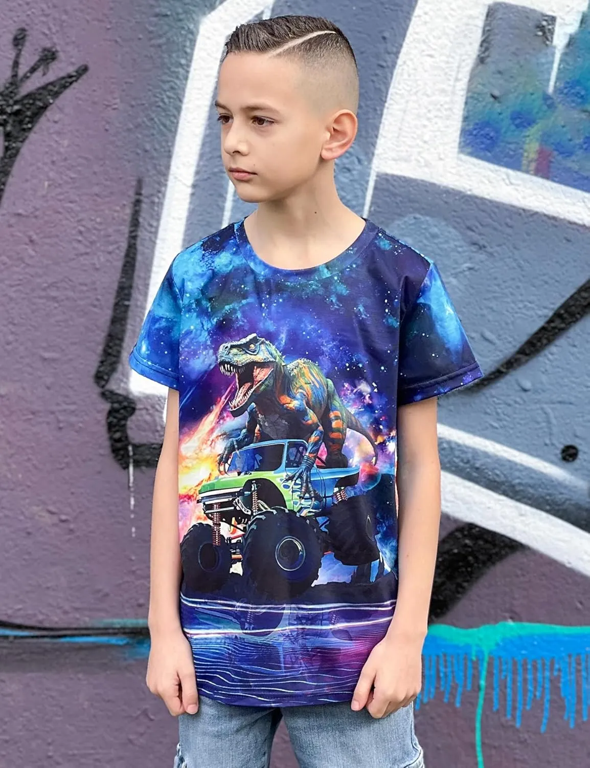 Enlifety Boys Girls T-Shirts 3D Graphic Shirts Kids Cool Short Sleeve Tees Size 4-14T