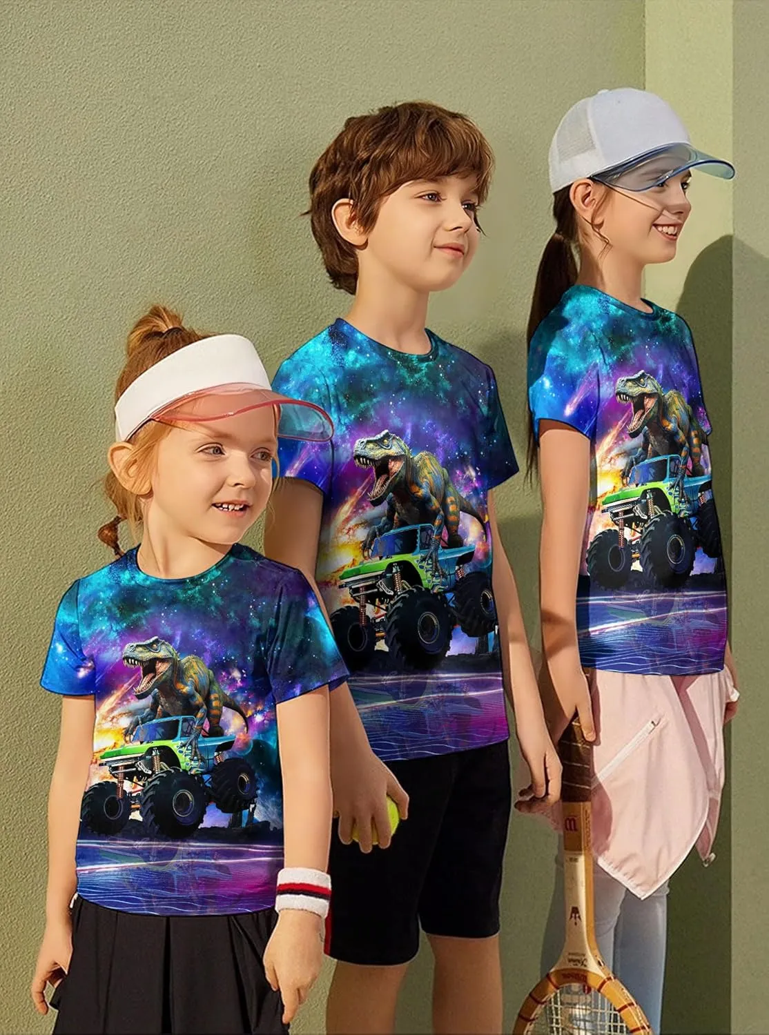 Enlifety Boys Girls T-Shirts 3D Graphic Shirts Kids Cool Short Sleeve Tees Size 4-14T