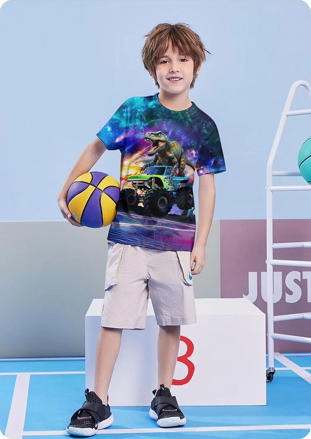 Enlifety Boys Girls T-Shirts 3D Graphic Shirts Kids Cool Short Sleeve Tees Size 4-14T