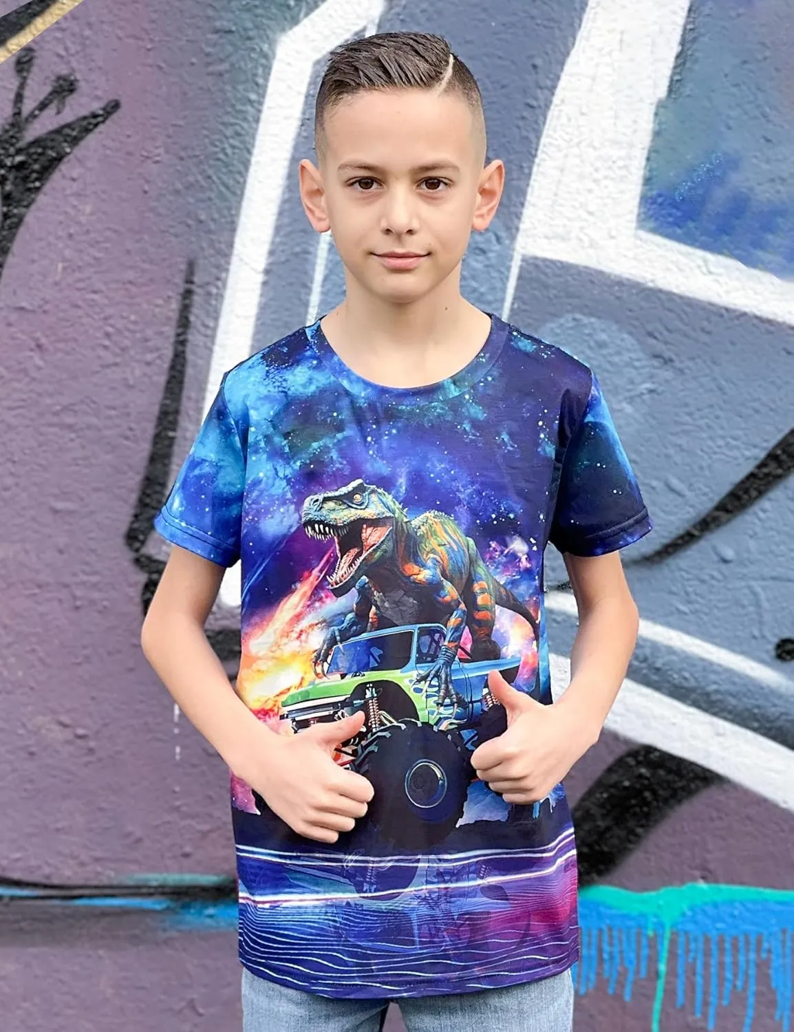 Enlifety Boys Girls T-Shirts 3D Graphic Shirts Kids Cool Short Sleeve Tees Size 4-14T