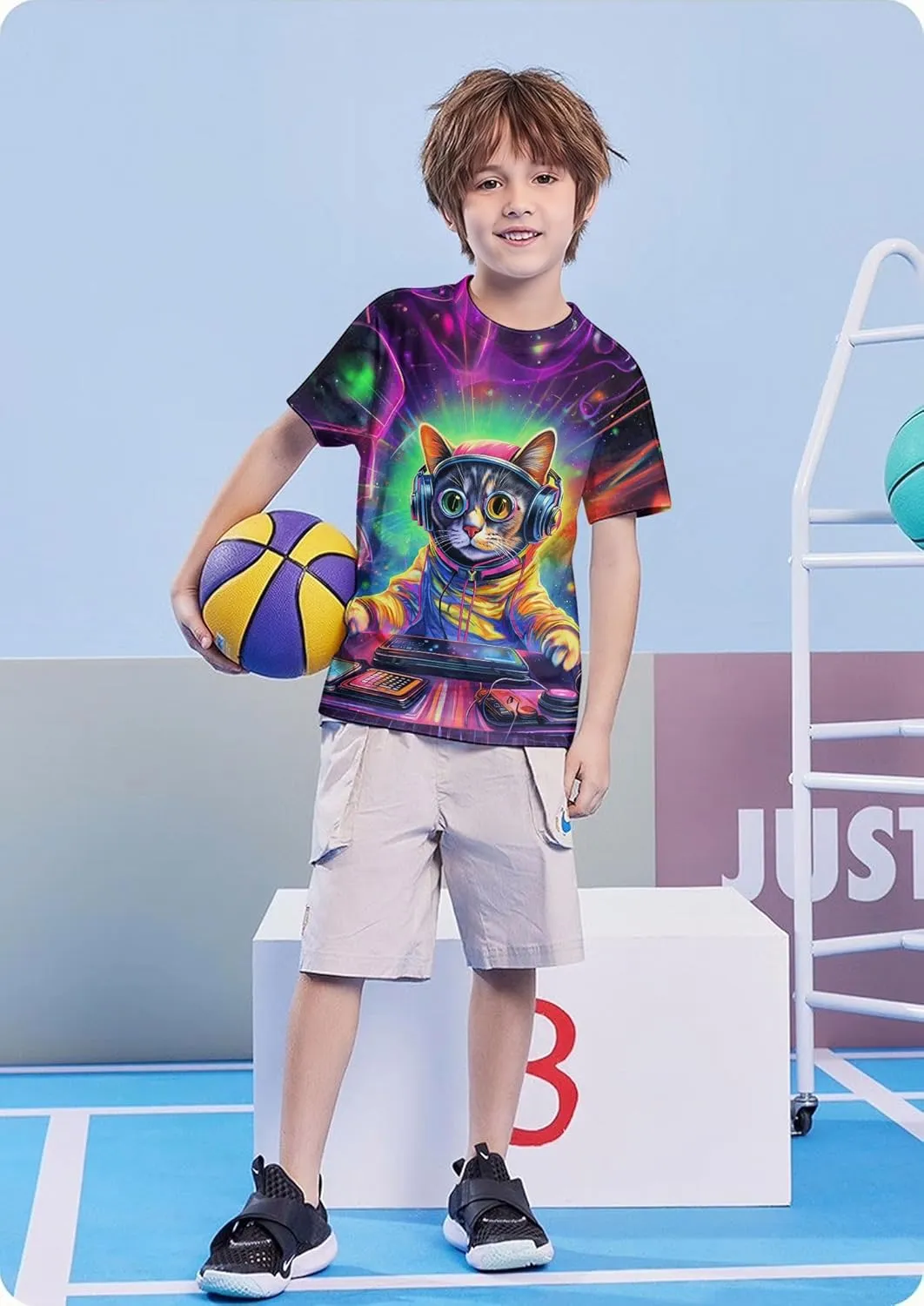 Enlifety Boys Girls T-Shirts 3D Graphic Shirts Kids Cool Short Sleeve Tees Size 4-14T