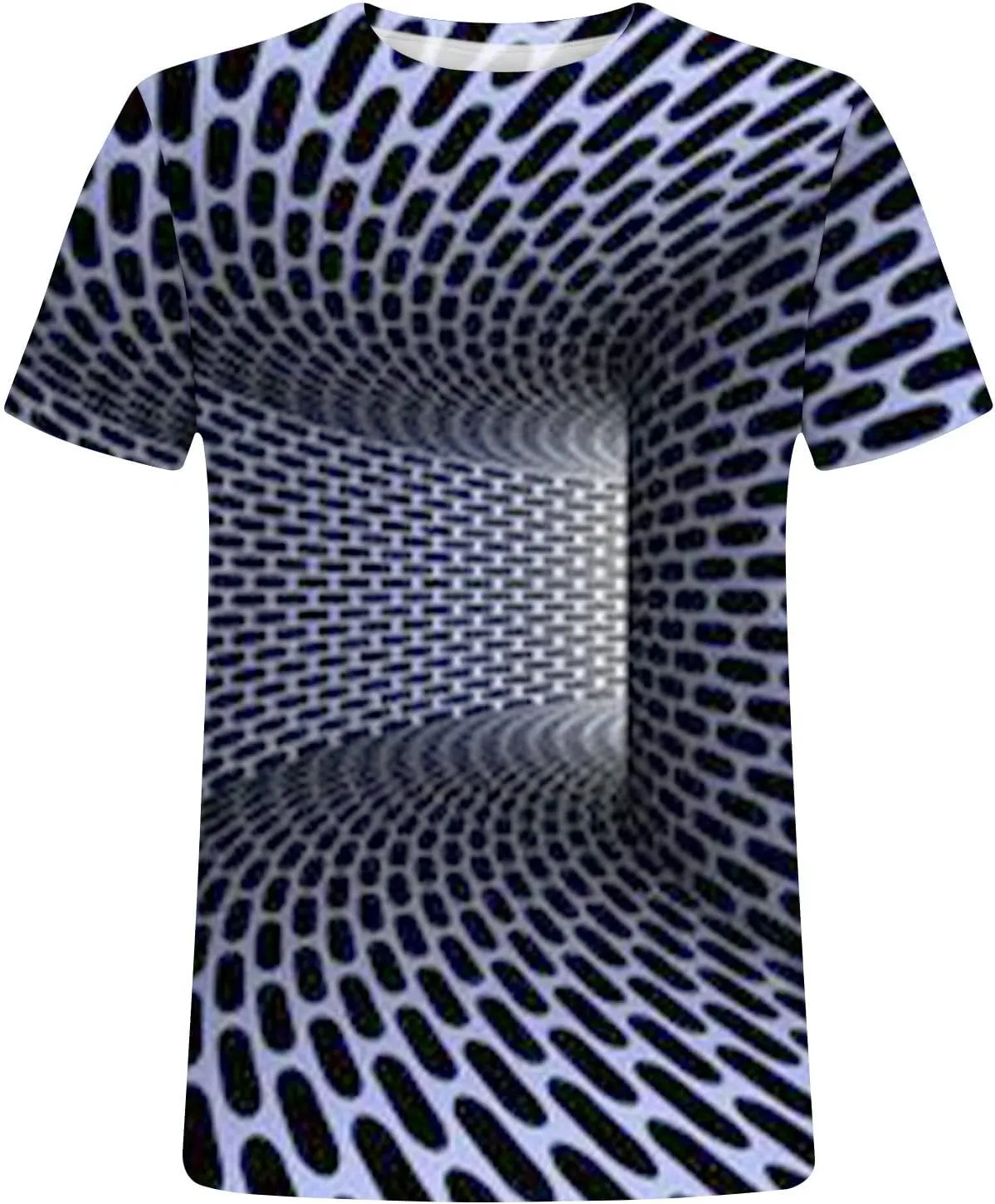 Geometry Print Loose Fit Tshirts for Man Summer Fall Long Sleeve Crew Neck Funny Fishnet Tops Shirts Mens 2024