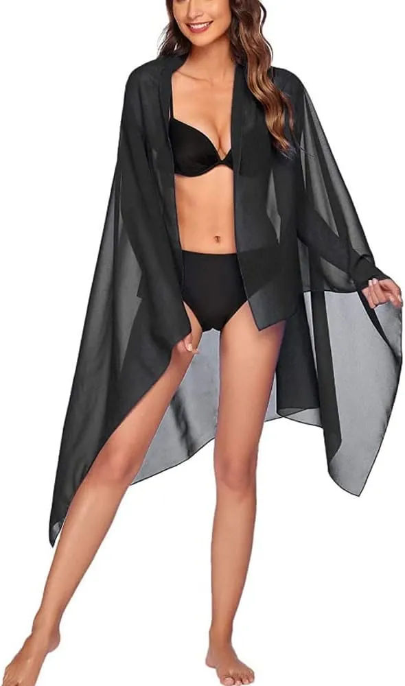 GERINLY Chiffon Thin Sarong Wrap: Geometrical Design Plus Size Beach Cover Up for Swimsuit Vacation Outfit Lightweight