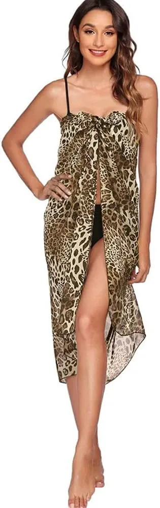 GERINLY Chiffon Thin Sarong Wrap: Geometrical Design Plus Size Beach Cover Up for Swimsuit Vacation Outfit Lightweight