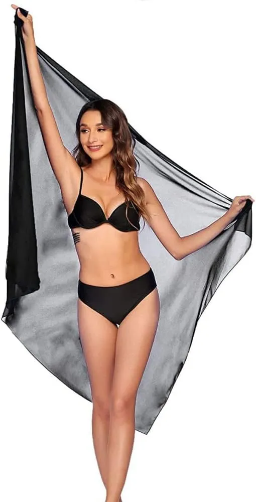 GERINLY Chiffon Thin Sarong Wrap: Geometrical Design Plus Size Beach Cover Up for Swimsuit Vacation Outfit Lightweight