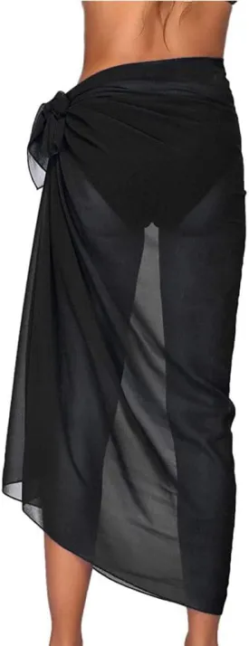 GERINLY Chiffon Thin Sarong Wrap: Geometrical Design Plus Size Beach Cover Up for Swimsuit Vacation Outfit Lightweight