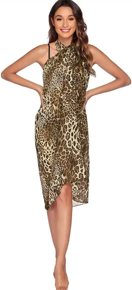 GERINLY Chiffon Thin Sarong Wrap: Geometrical Design Plus Size Beach Cover Up for Swimsuit Vacation Outfit Lightweight