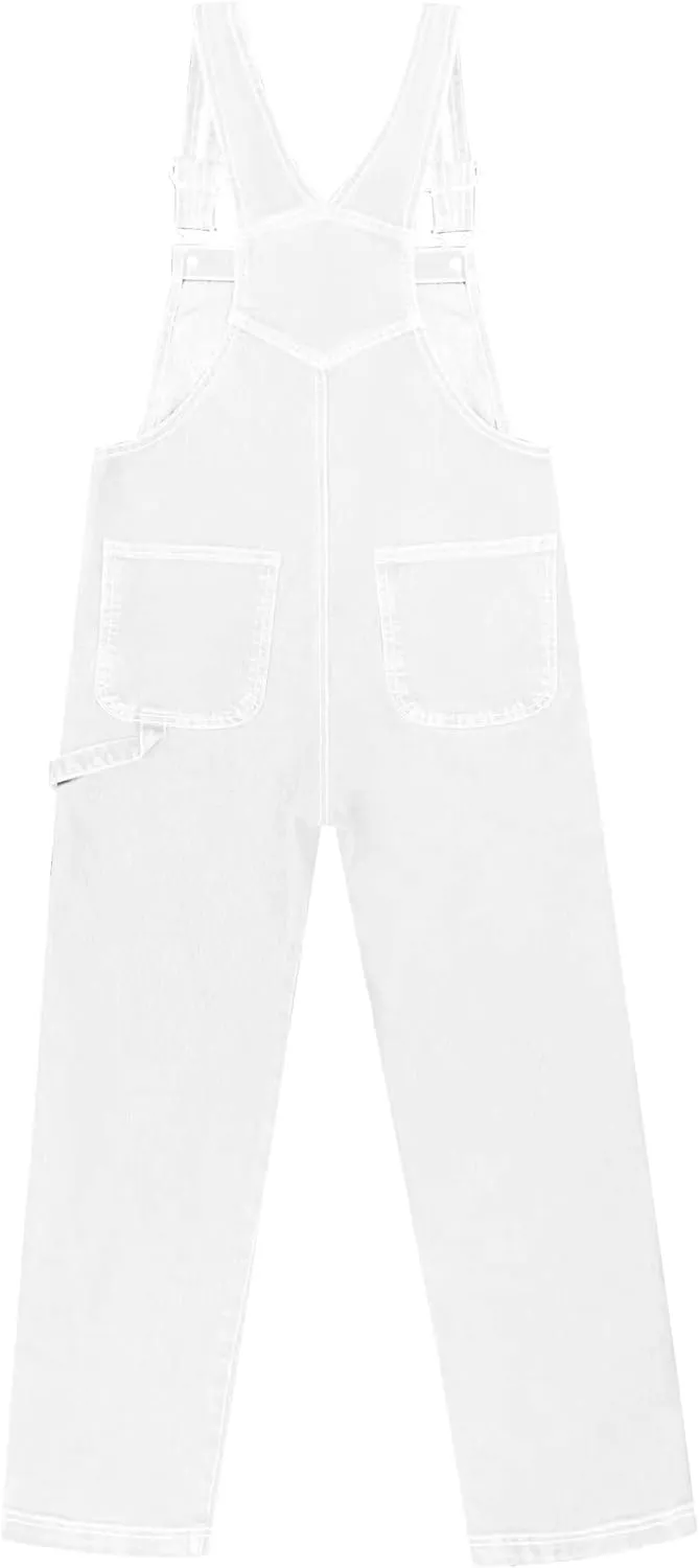 Hybrid & Company Womens Casual Destructed Adjustable Denim Jumpsuit Stretch Overalls Jeans Pants