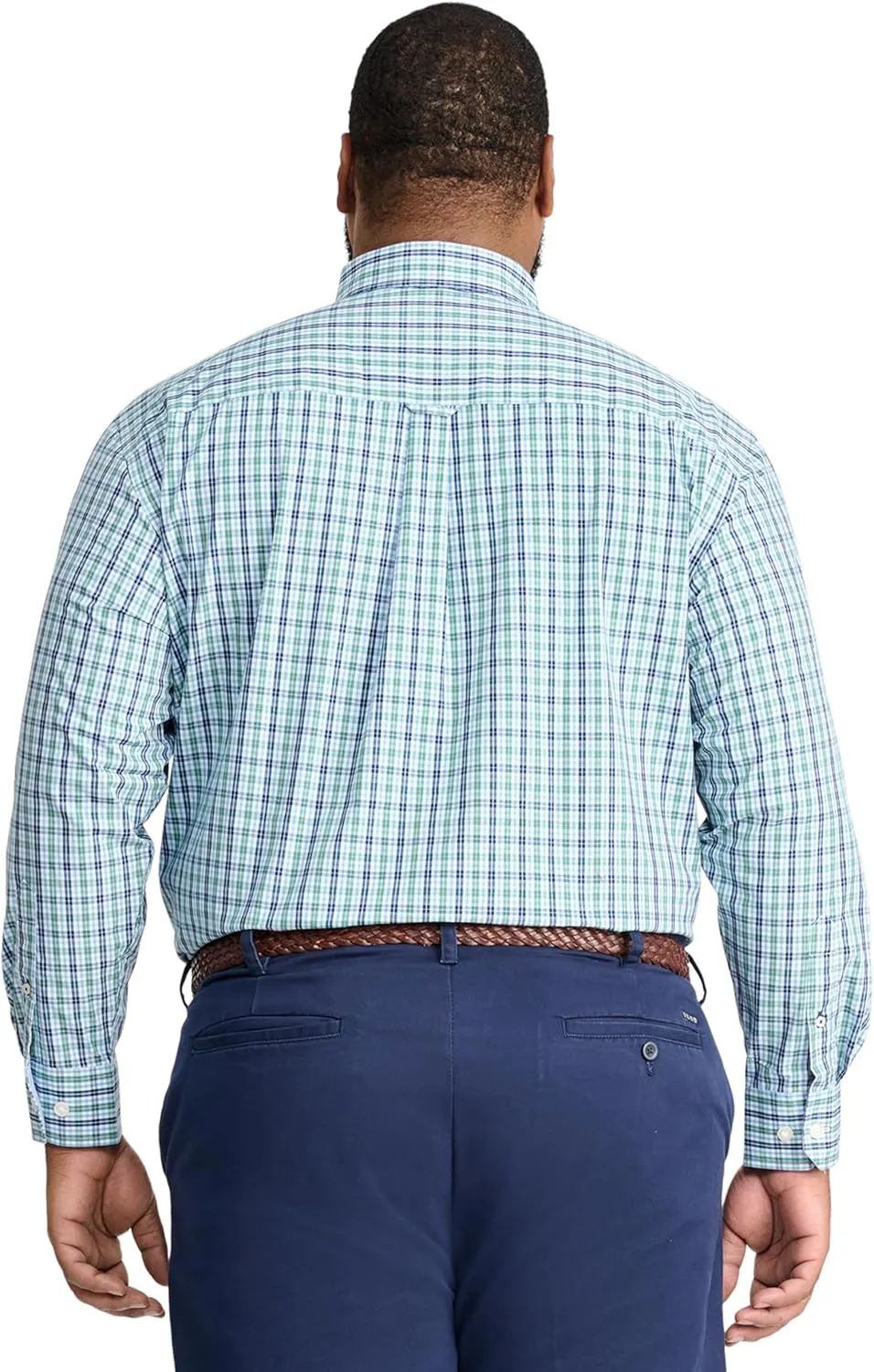 IZOD Men's Big and Tall Performance Comfort Long Sleeve Plaid Button Down