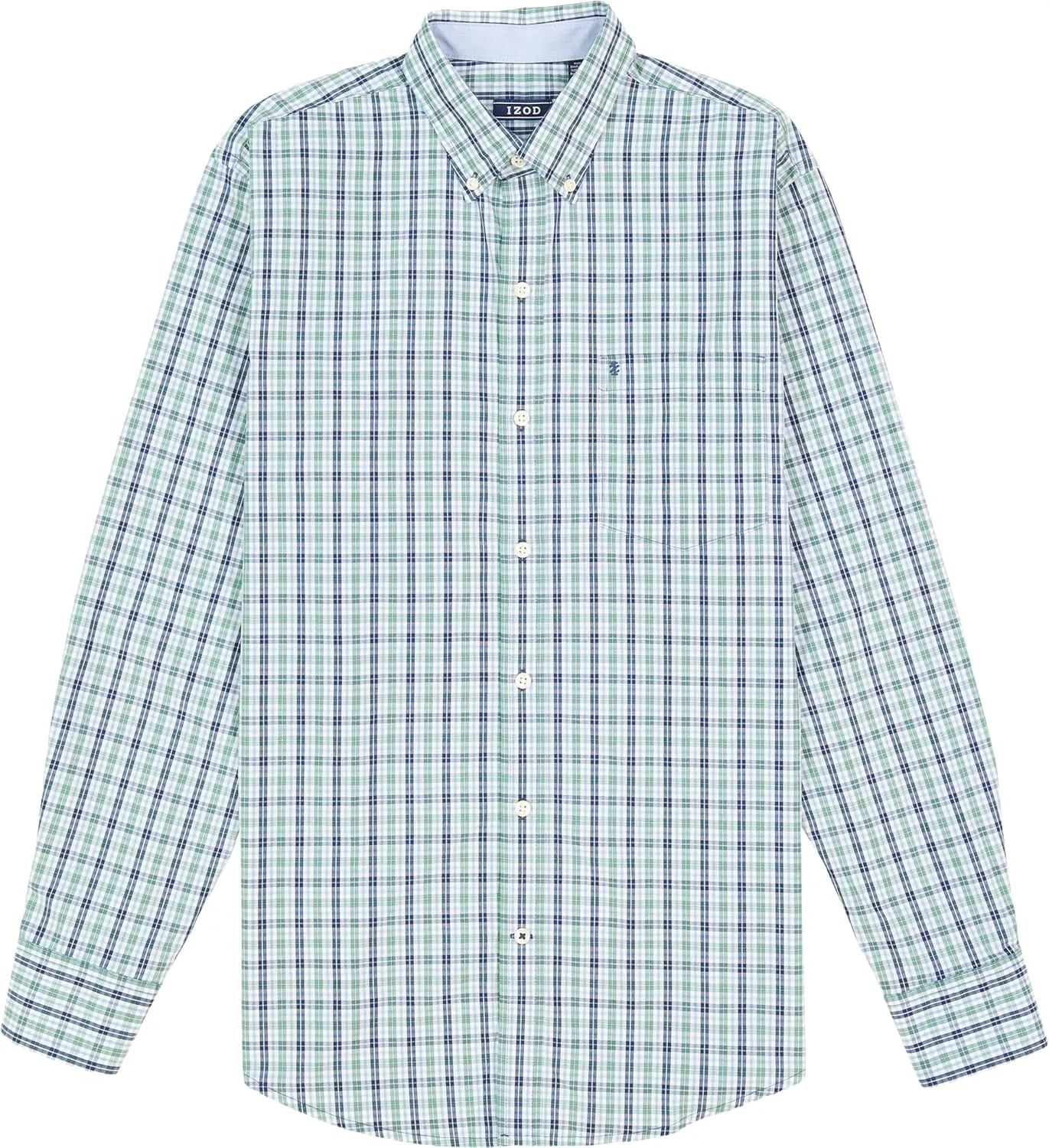 IZOD Men's Big and Tall Performance Comfort Long Sleeve Plaid Button Down