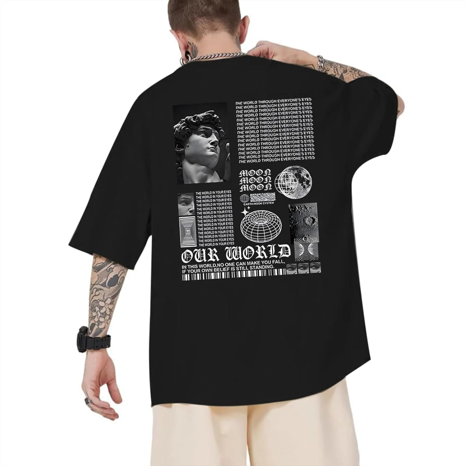 Kelxjia Men Oversized Graphic Tees Vintage Shirts Baggy Y2k Cotton T Shirts Harajuku Streetwear Summer Casual 90s Top Tshirt