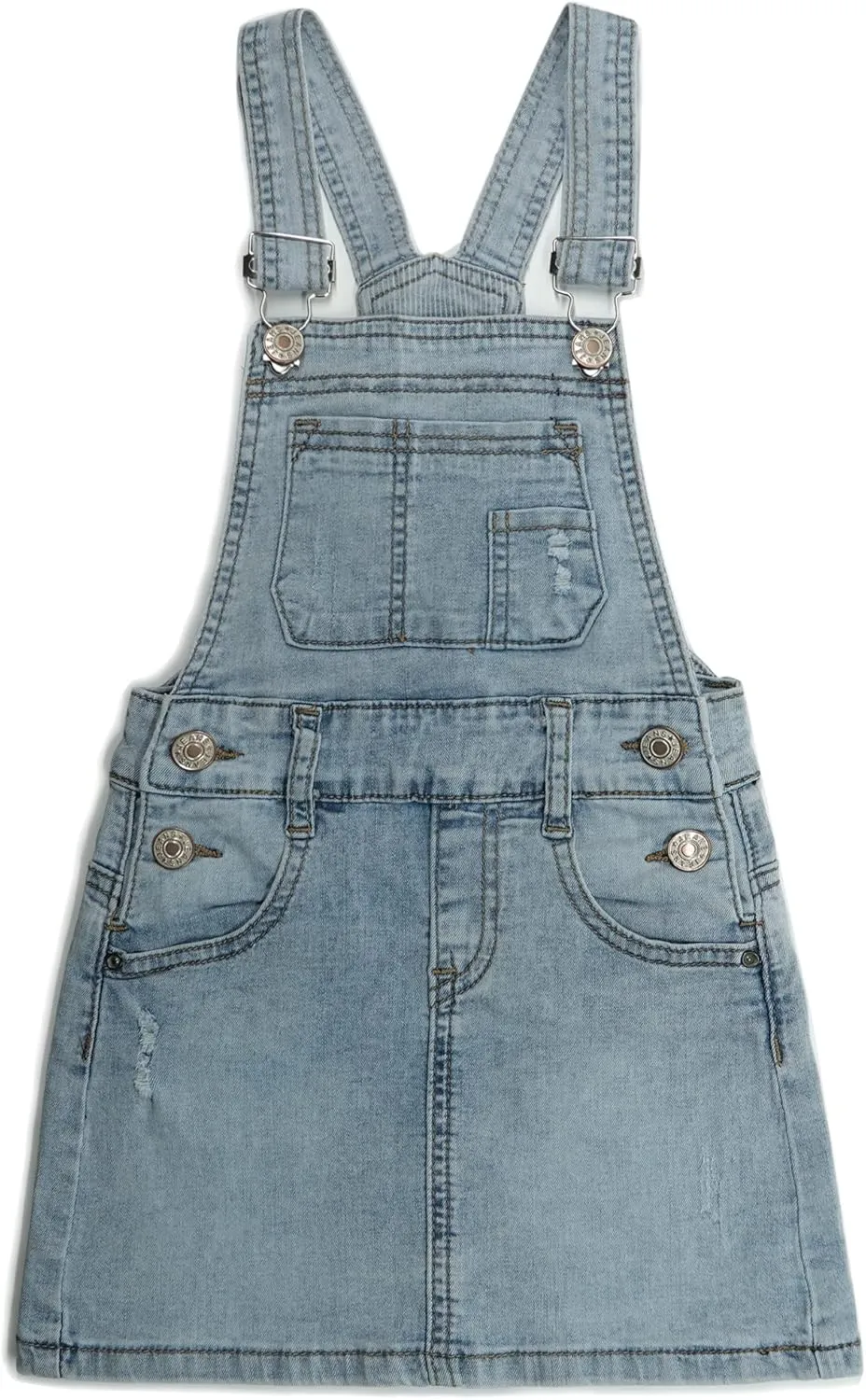 KIDSCOOL SPACE Baby Little Girls Denim Skirt,Ripped Soft Strechy Girls Summer Jeans Overalls Dress