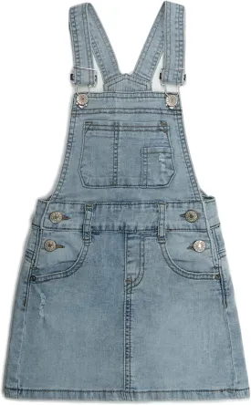 KIDSCOOL SPACE Baby Little Girls Denim Skirt,Ripped Soft Strechy Girls Summer Jeans Overalls Dress