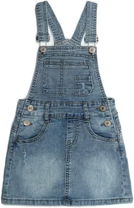 KIDSCOOL SPACE Baby Little Girls Denim Skirt,Ripped Soft Strechy Girls Summer Jeans Overalls Dress