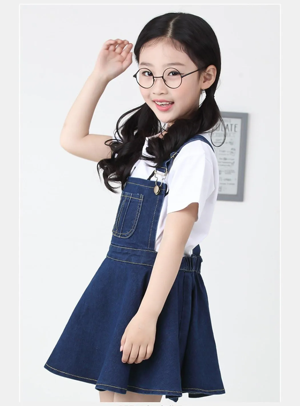 KIDSCOOL SPACE Girls Denim Skirts,Little Big Girls Soft Stretchy Jeans Overall Dress