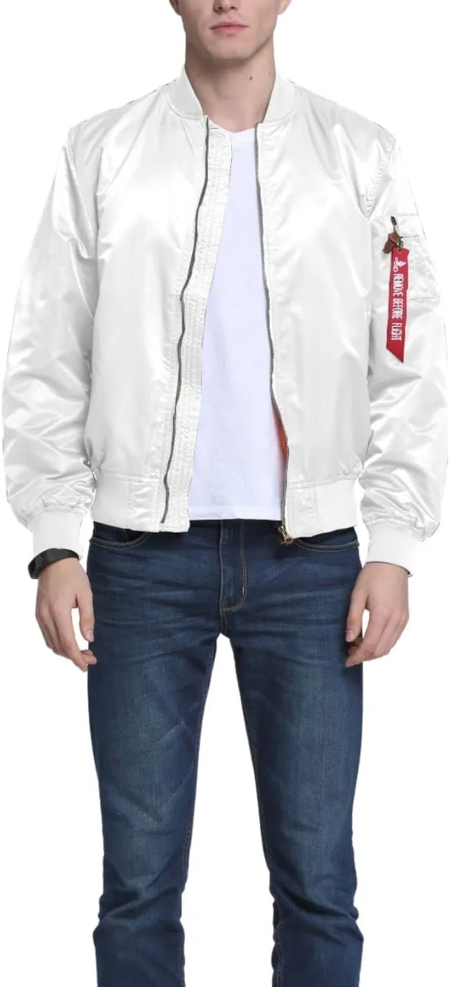 Kinkia Men's Aviator Bomber Jacket Casual Zip Up Flight Lightweight Windbreaker Jackets