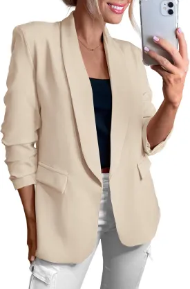 KIRUNDO Womens Blazer 2025 Spring Fall Bussiness Casual Long Sleeve Open Front Work Office Dressy Suit Jackets with Pockets