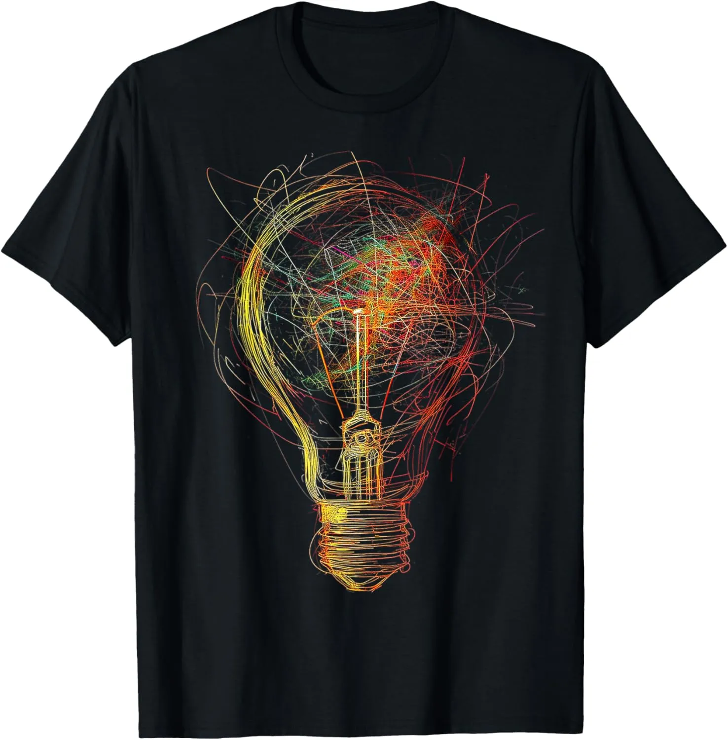 Light Bulb Abstract Drawing Colorful Art Graphic T-Shirt
