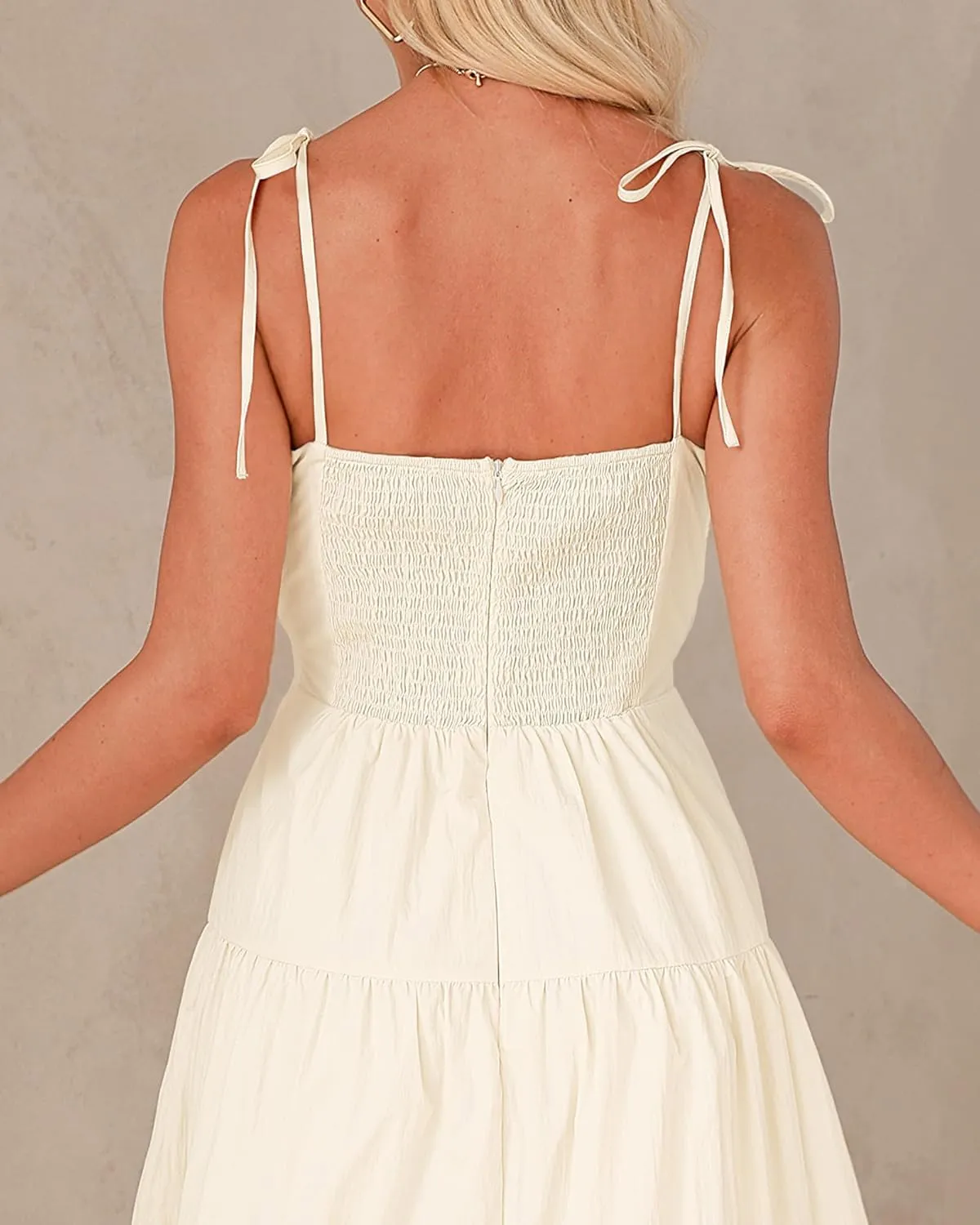 luvamia Long Flowy Dresses for Women Tiered Cut Out Midi Dress Self Tied Spaghetti Strap Summer Vacation Dinner Outfit