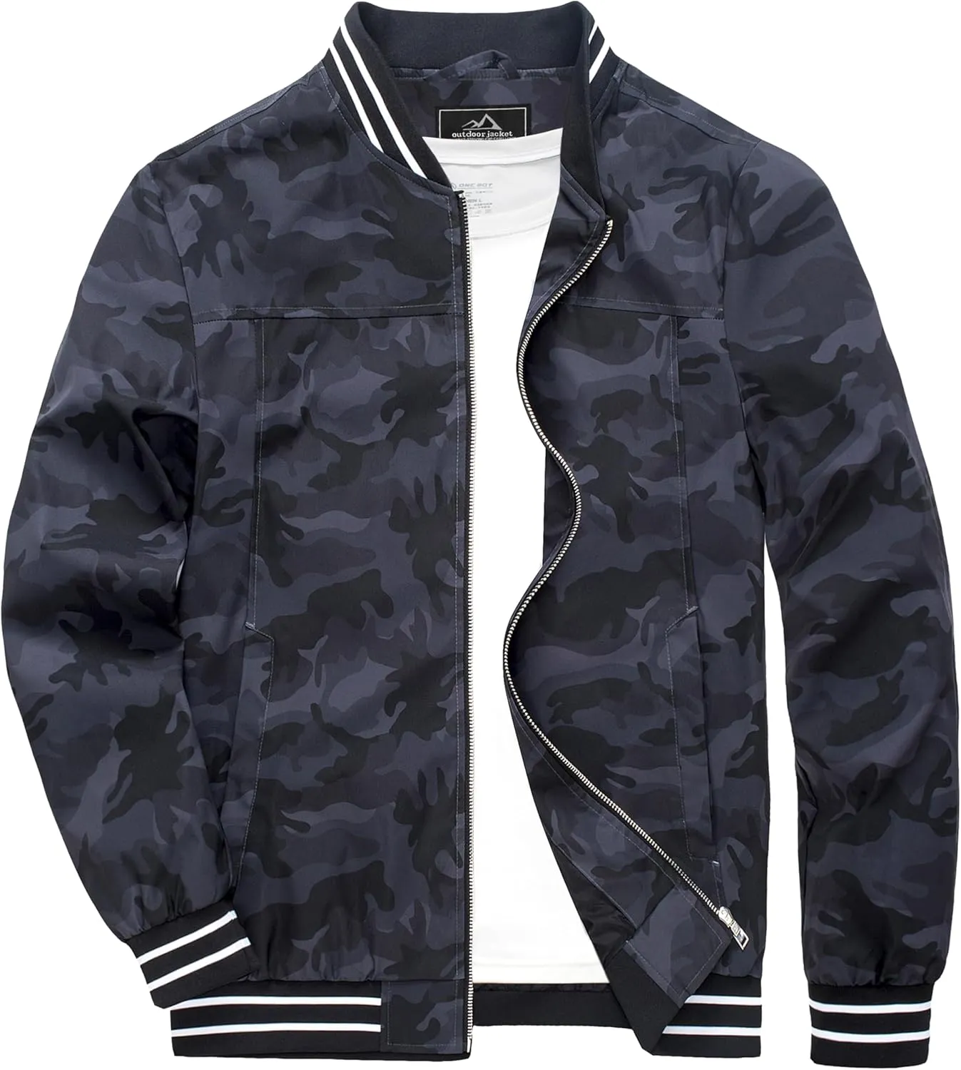 MAGCOMSEN Men's Jacket Lightweight Bomber Jacket Zip Up Windbreaker Casual Spring Fall Jackets with Pockets
