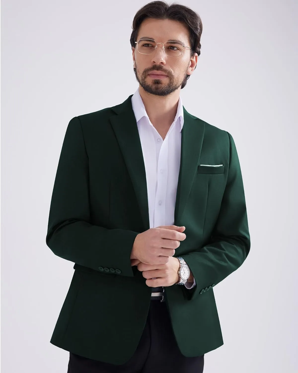 MAGE MALE Men's One Button Blazer Casual Solid Color Suit Jacket Slim Fit Lightweight Sport Coats Blazers