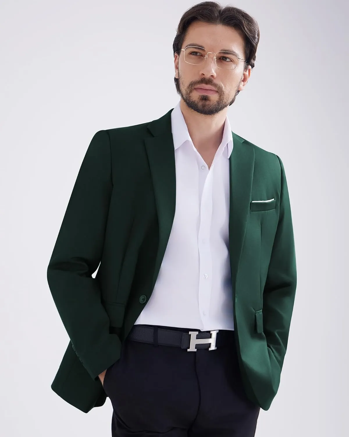 MAGE MALE Men's One Button Blazer Casual Solid Color Suit Jacket Slim Fit Lightweight Sport Coats Blazers