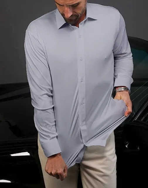 Mens Dress Shirts Stretch Slim Fit Long Sleeve Dress Shirts for Men Casual Business Regualr Fit Button Down Shirt